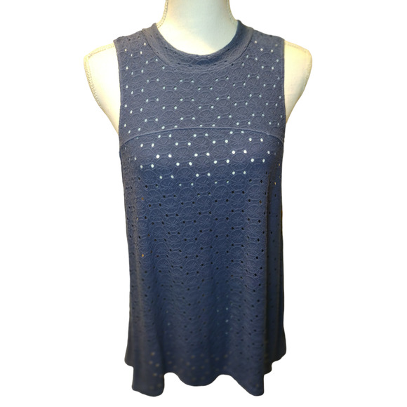 NWT American Eagle Outfitters Soft & Sex Eyelet Tank Top Open Back Blue Large - Picture 1 of 9